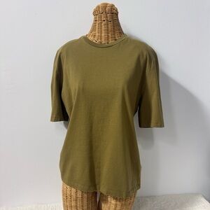 The Frankie Shop Olive Organic Cotton Casual Boxy Tee Small Quiet Luxury